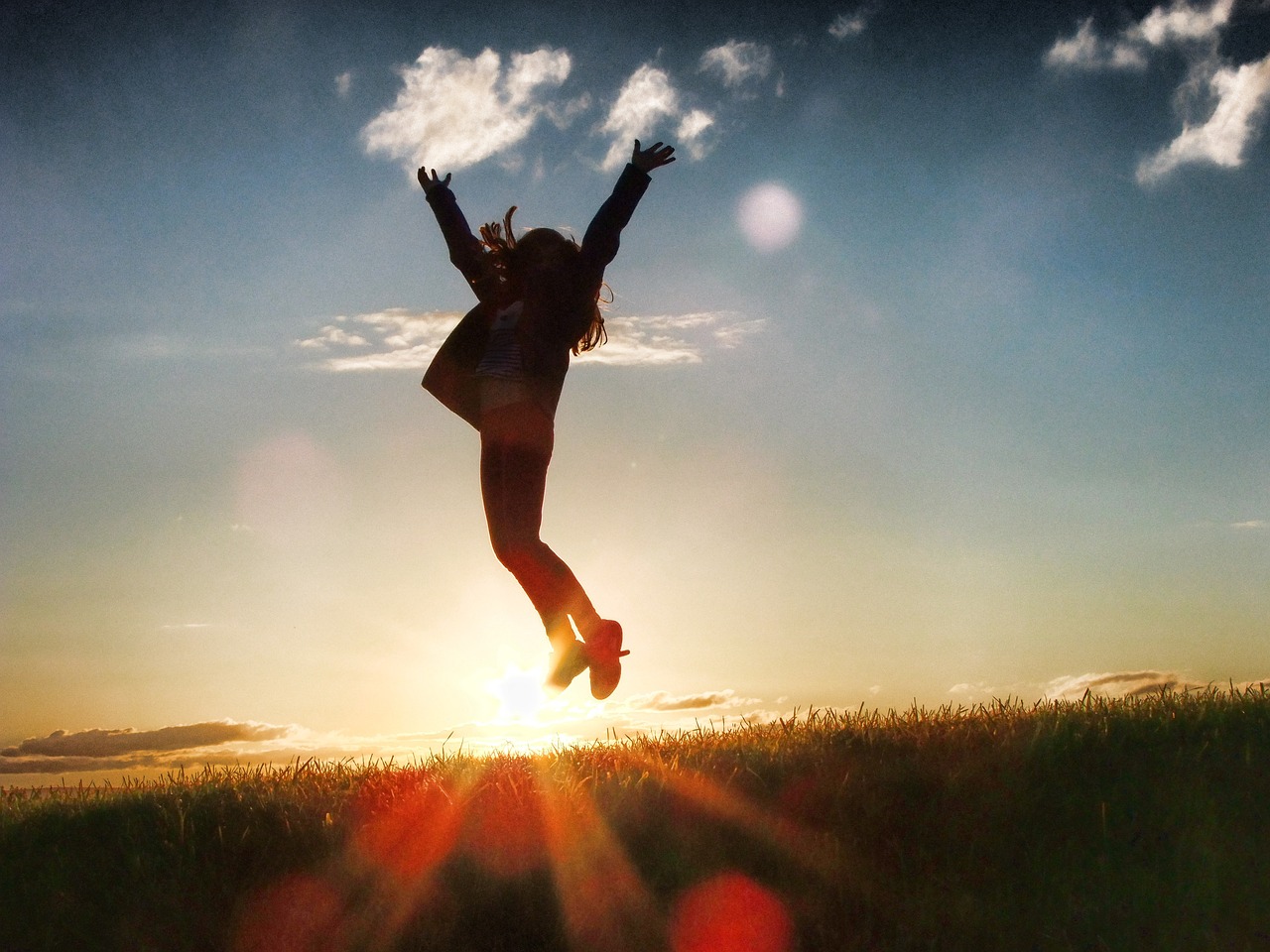 Girl jumping joy